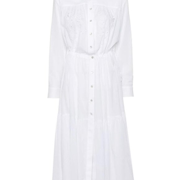 NWT Pinko Dolce Vita Maxi Shirt Dress in white - Picture 7 of 16